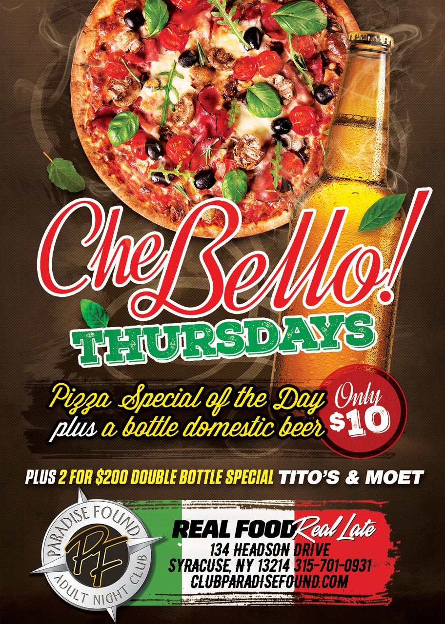 Paradise Found Che Bello Thursdays Pizza & Beer Special